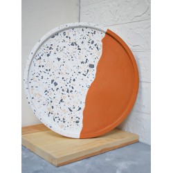 Çift Renk Terrazzo Tepsi Terrazzo Beton Döküm Sunumluk Organizer 30 cm Toprak Çift Renk Terrazzo Tepsi Terrazzo Beton Döküm Sunumluk Organizer 30 cm Toprak