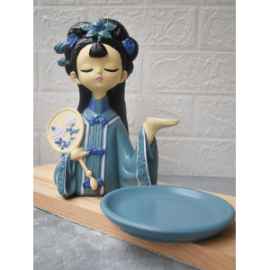 Tepsili Kız Sunumluk Dekoratif Obje