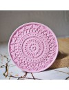 Beton Döküm Desenli Pudra Pembe Tekli Bardak Altlığı veya Mum Tabağı