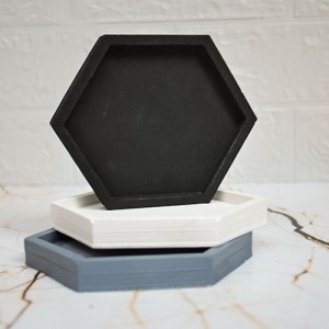 Beton Döküm 3'lü Bardak Altlığı Altıgen Mum Tabağı