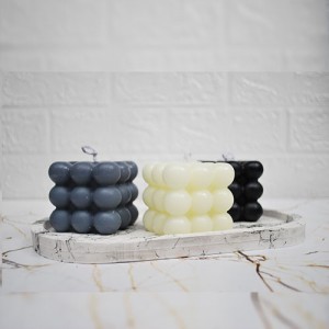 Beyaz Mermer Efekt Beton Döküm Oval Sunum Tabağı veya Mum Tabağı 24x15 cm