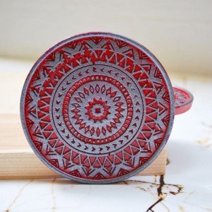 Beton Döküm KIRMIZI Tekli Bardak Altığı veya Mum Tabağı