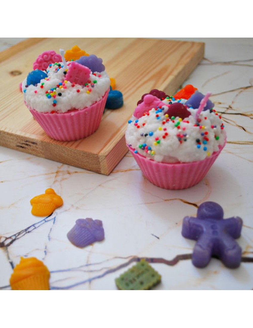 2li dekoratif cupcake mum, kokulu cupcake mum seti