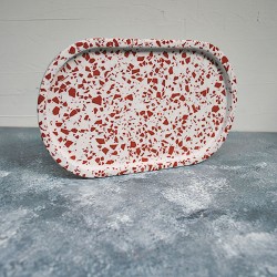 Terrazzo Beton Döküm Oval Sunum Tabağı Veya Terrazo Mum Tabağı Organizer