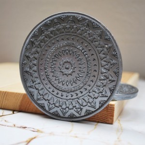 Beton Döküm Tekli Silver Bardak Altığı veya Mum Tabağı