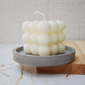 Beton Döküm Gri Yuvarlak Bardak Altlığı veya Mum Tabağı