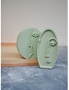 2li iskandinav tasarım soyut yüz beton obje yeşil, dekoratif heykel seti
