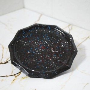 Beton Döküm Siyah Dekoratif Tabak Bardak Altığı veya Mum Tabağı