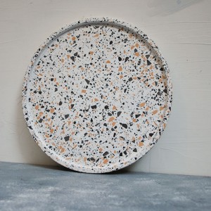 Dekoratif Terrazzo Tepsi Camel Terrazzo Beton Döküm Sunumluk Organizer 30 cm