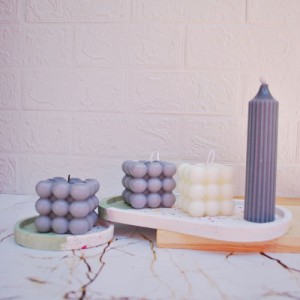 Terrazzo sunum Tabağı Seti 2'li Tabak Seti & Mum Tabağı Yeşil