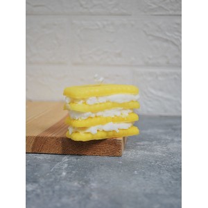 Kremalı Lotus Biskivü Mum Dekoratif Kokulu Mum Sarı