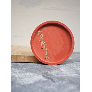 Beton Döküm Terracotta Dekoratif  Yuvarlak Tabak Bardak Altlığı Veya Mum Tabağı