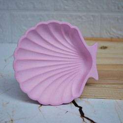 Beton Döküm PEMBE İstiridye Mum Tabağı Organizer veya Sunumluk