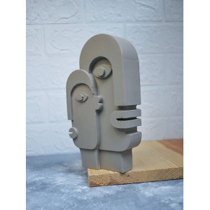 Beton Döküm İskandinav Tasarım Heykel Dekoratif Biblo 20 cm Bej