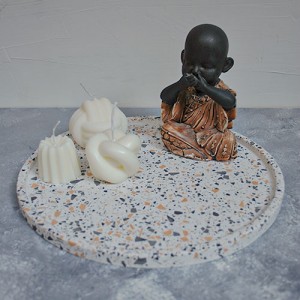 Dekoratif Terrazzo Tepsi Camel Terrazzo Beton Döküm Sunumluk Organizer 30 cm