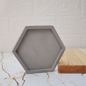 Beton Döküm Gri Altıgen Bardak Altlığı veya Mum Tabağı