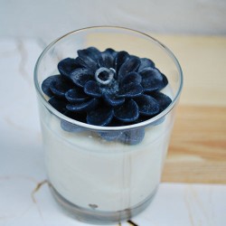 Dekoratif SİYAH Çiçekli Kokulu Bardak Mum