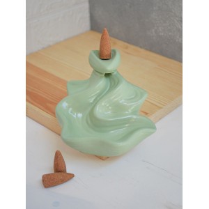 3 Tütsü Hediyeli Dekoratif Geri Akış Şelale Tütsülük Yeşil