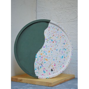 Çift Renk Terrazzo Tepsi Terrazzo Beton Döküm Sunumluk Organizer 30 cm Küf Yeşili Çift Renk Terrazzo Tepsi Terrazzo Beton Döküm Sunumluk Organizer 30 cm Küf Yeşili