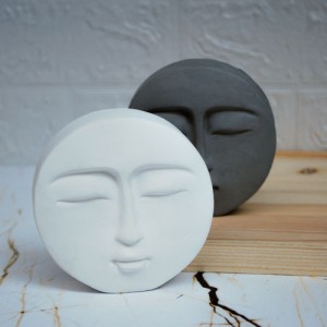 2'li Dekoratif  Yüz Model Obje Gri & Beyaz