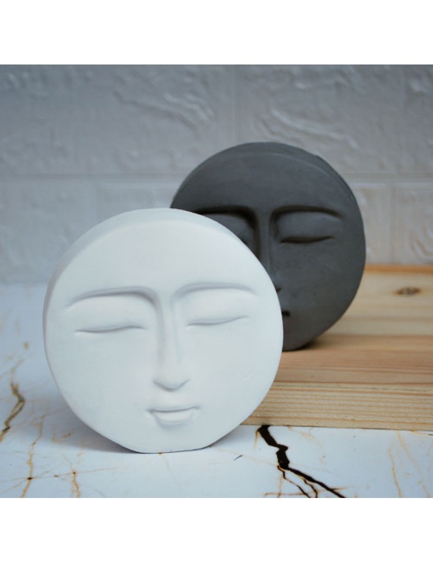 2li dekoratif yüz model obje gri beyaz, modern dekoratif figür seti