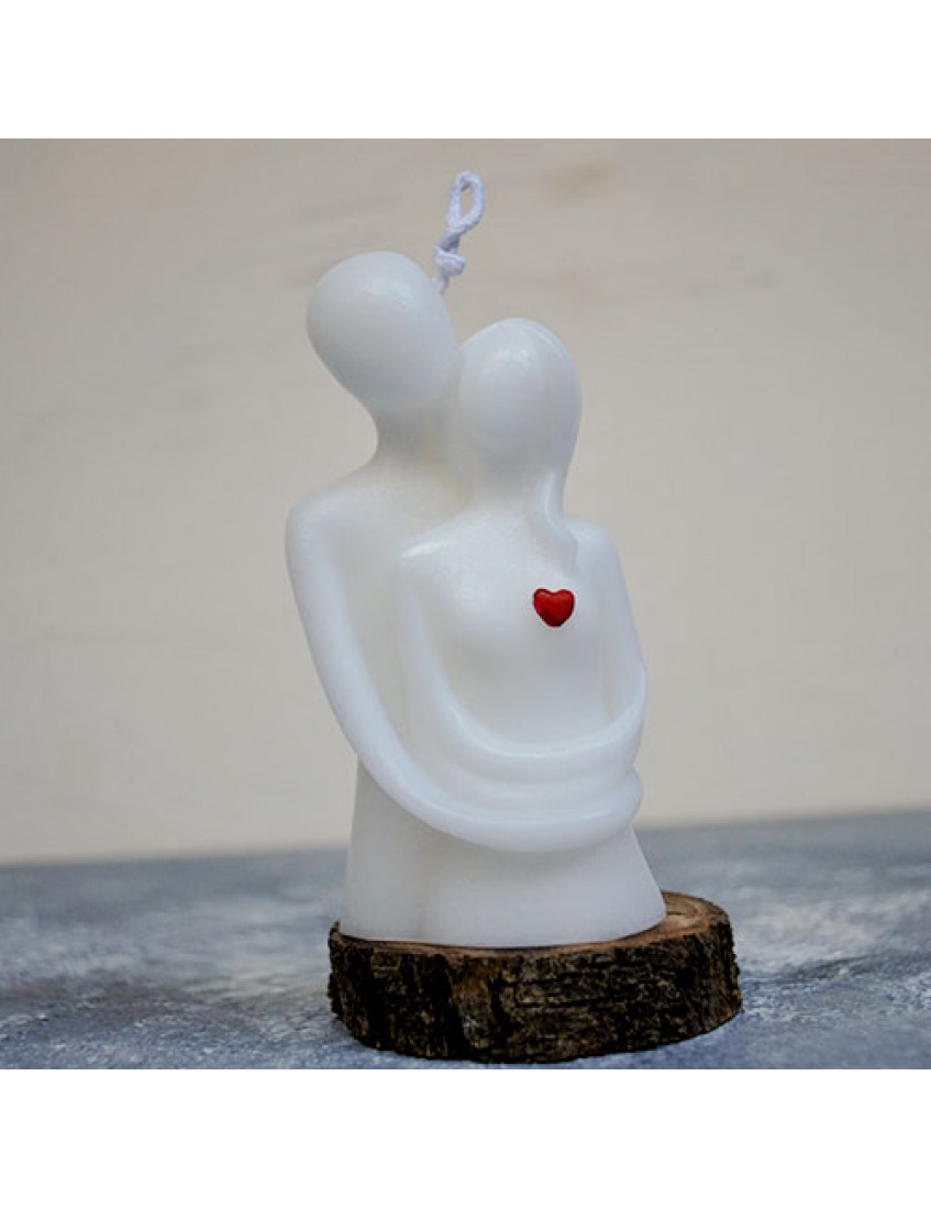 Sevgililer Günü Özel Sarılan Sevgili Kokulu Mum, Aşıklar Mum Kırmızı Kalp