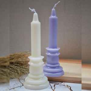 Mudi Özel Kokulu 2'li Şamdan Mum Seti Dekoratif  Beyaz & Lila Mum