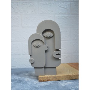 Beton Döküm İskandinav Tasarım Heykel Dekoratif Biblo 20 cm Bej