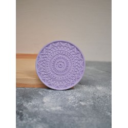 Beton Döküm Desenli Lila Tekli Bardak Altlığı veya Mum Tabağı