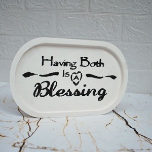 Mudita Dekoratif Tabak Beton Döküm Oval Tepsi Beyaz