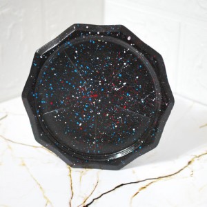 Beton Döküm Siyah Dekoratif Tabak Bardak Altığı veya Mum Tabağı