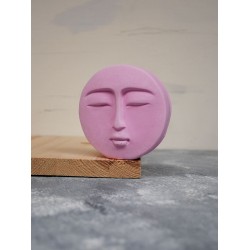 Beton Döküm Heykel Dekoratif Yüz Model Obje PEMBE