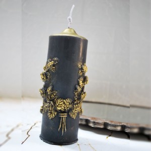 Antik Silindir Kokulu Dekoratif Mum Siyah