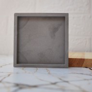 Beton Döküm Gri Kare  Bardak Altlığı veya Mum Tabağı