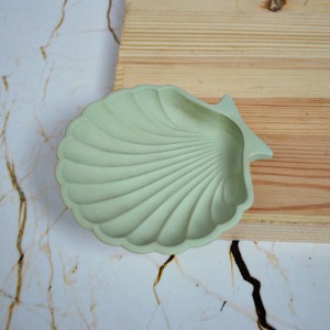 Beton Döküm YEŞİL İstiridye Mum Tabağı Organizer veya Sunumluk