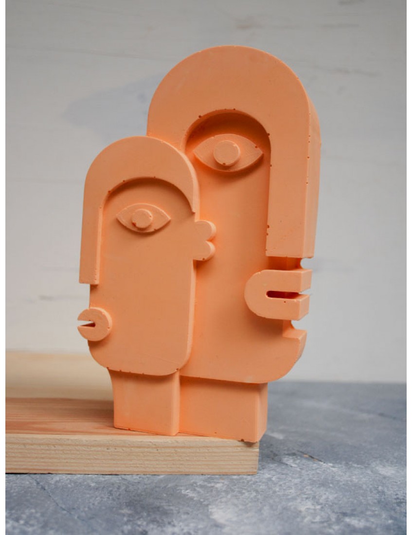 Beton Döküm İskandinav Tasarım Heykel Dekoratif Biblo 20 cm TURUNCU