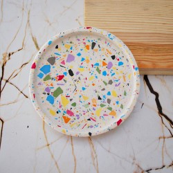 Terrazzo Dekoratif Mum Tabağı ve Mumluk