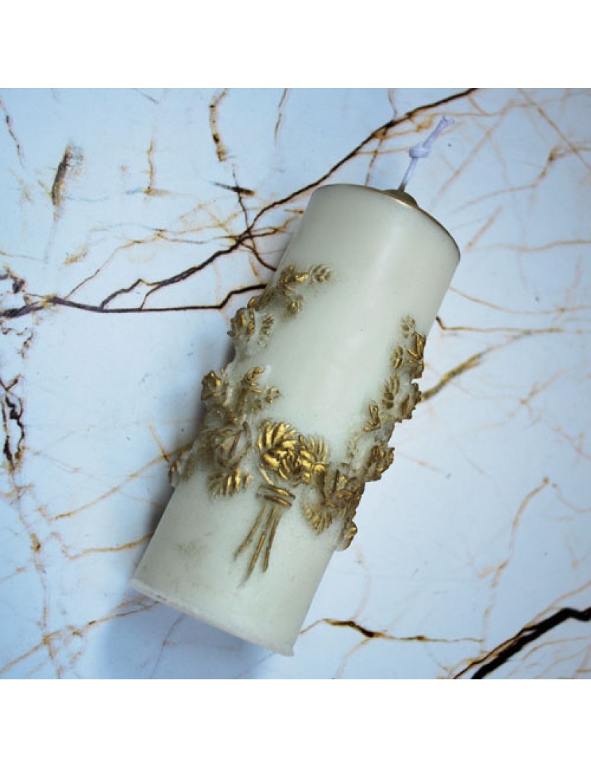 Beyaz Antik Silindir Dekoratif Kokulu Mum beyaz antik silindir kokulu mum, dekoratif antik tasarım mum