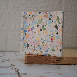 Beton Döküm Terrazzo Tekli Kare Mum Tabağı Terrazo Mumluk Beton Döküm Terrazzo Tekli Kare Mum Tabağı Terrazo Mumluk