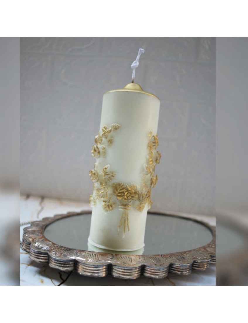 Beyaz Antik Silindir Dekoratif Kokulu Mum beyaz antik silindir kokulu mum, dekoratif antik tasarım mum