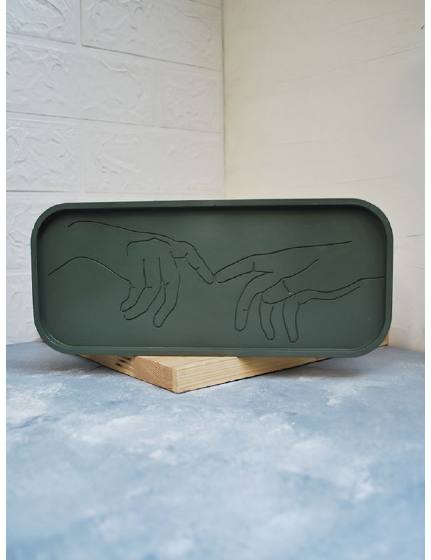 2 El Dekoratif Dikdörtgen Tepsi Mum Tabağı Beton Organizer