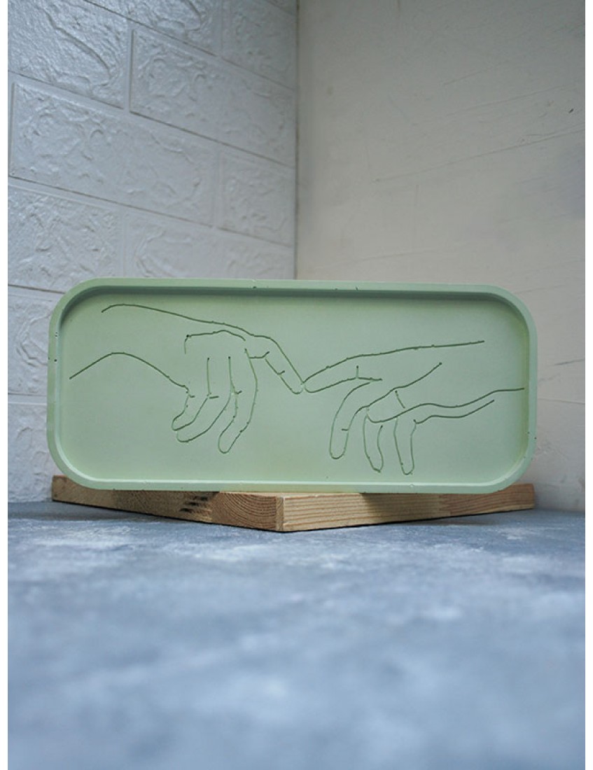 2 El Dekoratif Dikdörtgen Tepsi Mum Tabağı Beton Organizer