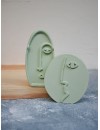 2li iskandinav tasarım soyut yüz beton obje yeşil, dekoratif heykel seti
