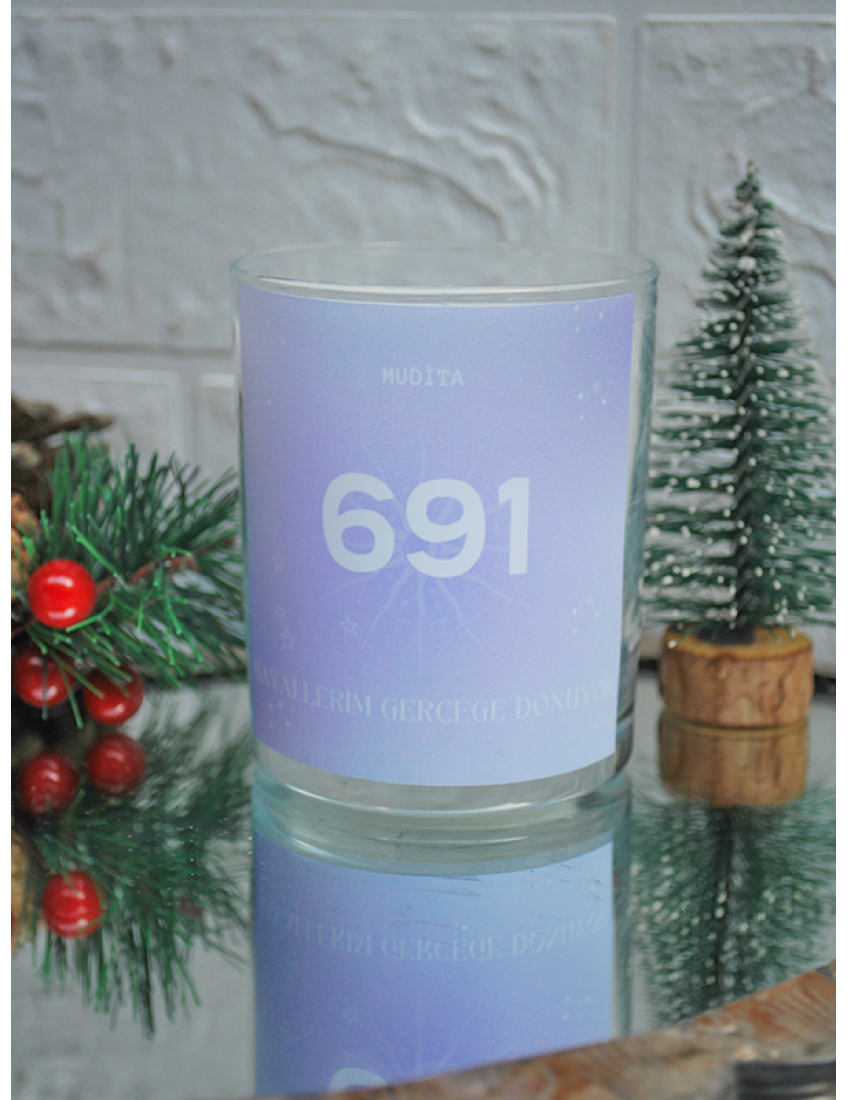 691 sayı sekansı kokulu bardak mum, hayallerim gerçeğe dönüyor mum
