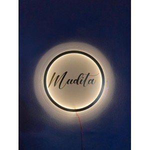 Kişiye Özel Tasarım Neon Led Işıklı Gold Pleksi Tabela 50 cm