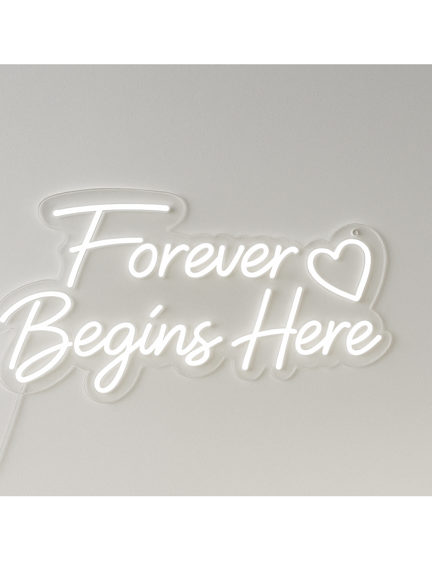 forever begins here neon tabela 70 cm, dekoratif led neon yazı