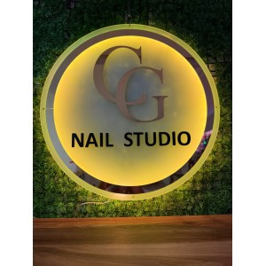 Kişiye Özel Tasarım Neon Led Işıklı Gold Pleksi Tabela 50 cm