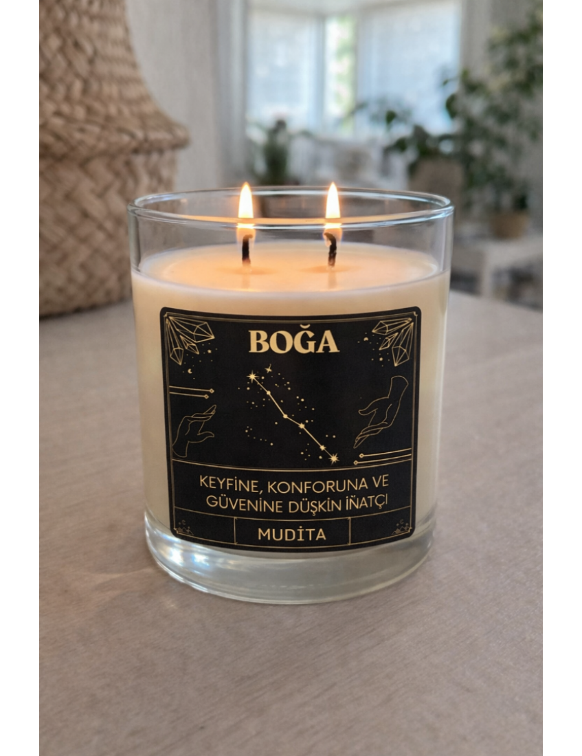 boğa burcu bardak mum, kokulu dekoratif burç mum