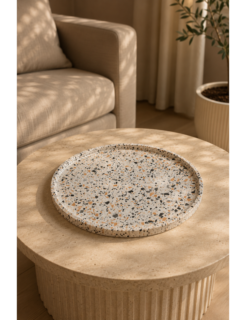 Camel Terrazzo Dekoratif Tepsi camel terrazzo dekoratif tepsi organizer sunumluk 30 cm