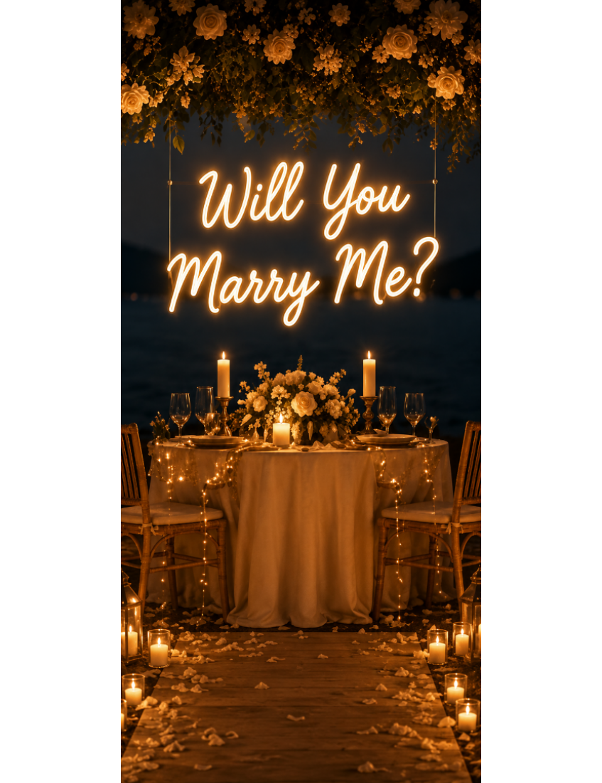 Will You Marry Me? LED Neon Tabela will you marry me led neon tabela evlilik teklifi neon yazı 50x90 cm